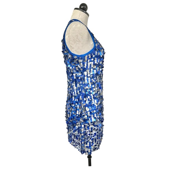 Revolution Dance Costume Blue & Silver Sequins  Sleeveless Tunic Size Med Adult - Picture 3 of 11